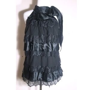 White House Black Market Black Lace Halter Blouse